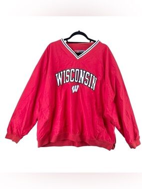 Vintage Pro Player Wisconsin Badgers Embroidered Windbreaker Pullover Jacket 2XL